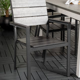 Stůl Albany - 224/324 - Bílá/Šedá - Židle Levels (stohovatelná) - Black Alu / Black Aintwood 6