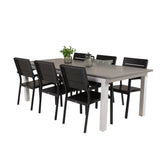 Stůl Albany - 224/324 - Bílá/Šedá - Židle Levels (stohovatelná) - Black Alu / Black Aintwood 6