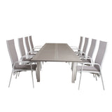 Jídelní stůl Albany 224/324*100 - Bílá Alu / Šedá Aintwood + Copacabana Recliner