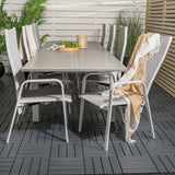 Jídelní stůl Albany 224/324*100 - Bílá Alu / Šedá Aintwood + Copacabana Recliner