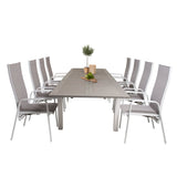 Jídelní stůl Albany 224/324*100 - Bílá Alu / Šedá Aintwood + Copacabana Recliner