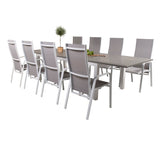 Jídelní stůl Albany 224/324*100 - Bílá Alu / Šedá Aintwood + Copacabana Recliner
