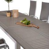 Jídelní stůl Albany 224/324*100 - Bílá Alu / Šedá Aintwood + Copacabana Recliner