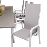 Jídelní stůl Albany 224/324*100 - Bílá Alu / Šedá Aintwood + Copacabana Recliner