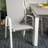 Jídelní stůl Albany 224/324*100 - Bílá Alu / Šedá Aintwood+Copacabana Polohovací křeslo (stohovatelné) - Bílá Alu / Šedá Textilene_6