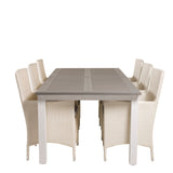 Albany Table - 224/324 - White/Grey - Malin Karmstol med dyna - Vit / grå dyna 6