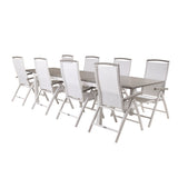 Albany Table - 224/324 - White/Grey - Albany 5:pos Stol - Vit Aluminium/vit textilene/aintwood 8