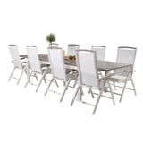 Albany Table - 224/324 - White/Grey - Albany 5:pos Stol - Vit Aluminium/vit textilene/aintwood 8