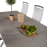 Albany Table - 224/324 - White/Grey - Albany 5:pos Stol - Vit Aluminium/vit textilene/aintwood 8