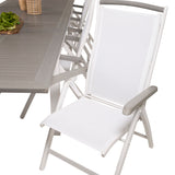 Albany Table - 224/324 - White/Grey - Albany 5:pos Stol - Vit Aluminium/vit textilene/aintwood 8