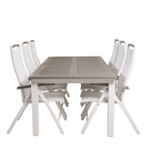 Albany Table - 224/324 - White/Grey - Albany 5:pos Stol - Vit Aluminium/vit textilene/aintwood 6