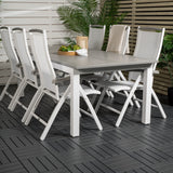 Albany Table - 224/324 - White/Grey - Albany 5:pos Stol - Vit Aluminium/vit textilene/aintwood 6