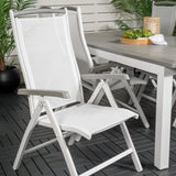 Albany Table - 224/324 - White/Grey - Albany 5:pos Stol - Vit Aluminium/vit textilene/aintwood 6
