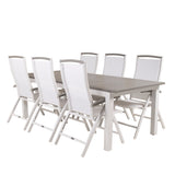 Albany Table - 224/324 - White/Grey - Albany 5:pos Stol - Vit Aluminium/vit textilene/aintwood 6