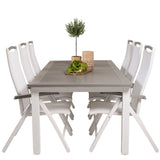 Albany Table - 224/324 - White/Grey - Albany 5:pos Stol - Vit Aluminium/vit textilene/aintwood 6