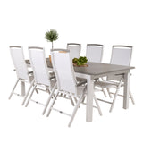 Albany Table - 224/324 - White/Grey - Albany 5:pos Stol - Vit Aluminium/vit textilene/aintwood 6