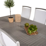 Albany Table - 224/324 - White/Grey - Albany 5:pos Stol - Vit Aluminium/vit textilene/aintwood 6