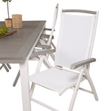 Albany Table - 224/324 - White/Grey - Albany 5:pos Stol - Vit Aluminium/vit textilene/aintwood 6