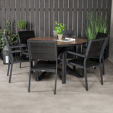 Kulatý jídelní stůl Llama 120 - černý Alu / Hnědý HPL - Židle na patro (stohovatelné) - Black Alu / Black Aintwood 6