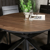 Kulatý jídelní stůl Llama 120 - černý Alu / Hnědý HPL - Židle na patro (stohovatelné) - Black Alu / Black Aintwood 6