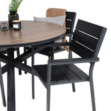 Kulatý jídelní stůl Llama 120 - černý Alu / Hnědý HPL - Židle na patro (stohovatelné) - Black Alu / Black Aintwood 6