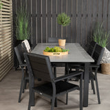 Stůl Albany - 152/210 - Černá/šedá - Židle Levels (stohovatelná) - Black Alu / Black Aintwood 6