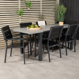 Stůl Albany - 152/210 - Černá/šedá - Židle Levels (stohovatelná) - Black Alu / Black Aintwood 6