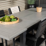 Stůl Albany - 152/210 - Černá/šedá - Židle Levels (stohovatelná) - Black Alu / Black Aintwood 6