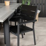 Stůl Albany - 152/210 - Černá/šedá - Židle Levels (stohovatelná) - Black Alu / Black Aintwood 6