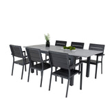 Stůl Albany - 152/210 - Černá/šedá - Židle Levels (stohovatelná) - Black Alu / Black Aintwood 6