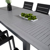 Stůl Albany - 152/210 - Černá/šedá - Židle Levels (stohovatelná) - Black Alu / Black Aintwood 6