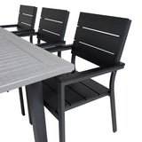 Stůl Albany - 152/210 - Černá/šedá - Židle Levels (stohovatelná) - Black Alu / Black Aintwood 6