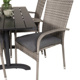 Denver Café Table 120*70 - Black Alu / Black Aintwood+Anna Arm Chair (stohovatelné) - Grey_4
