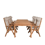 Jídelní stůl Kenya 220*100*H76 - Teak+Keňa 5-polohová skládací židle - Teak_6