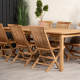 Jídelní stůl Kenya 220*100*H76 - Teak+Keňa skládací židle s područkou - Teak_6