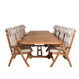 Jídelní stůl Kenya 195/295*110*H75 - Teak+Keňa 5-polohová skládací židle - Teak_