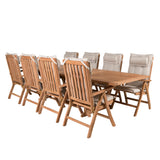Jídelní stůl Kenya 195/295*110*H75 - Teak+Keňa 5-polohová skládací židle - Teak_