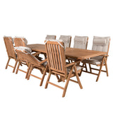 Jídelní stůl Kenya 195/295*110*H75 - Teak+Keňa 5-polohová skládací židle - Teak_