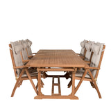 Jídelní stůl Kenya 195/295*110*H75 - Teak+Keňa 5-polohová skládací židle - Teak_