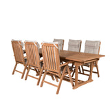 Jídelní stůl Kenya 195/295*110*H75 - Teak+Keňa 5-polohová skládací židle - Teak_