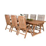 Jídelní stůl Kenya 195/295*110*H75 - Teak+Keňa 5-polohová skládací židle - Teak_