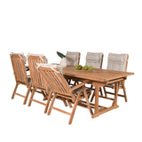 Jídelní stůl Kenya 195/295*110*H75 - Teak+Keňa 5-polohová skládací židle - Teak_