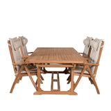 Jídelní stůl Kenya 195/295*110*H75 - Teak+Keňa 5-polohová skládací židle - Teak_