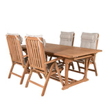 Jídelní stůl Kenya 195/295*110*H75 - Teak+Keňa 5-polohová skládací židle - Teak_