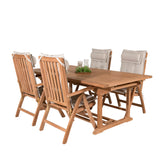 Jídelní stůl Kenya 195/295*110*H75 - Teak+Keňa 5-polohová skládací židle - Teak_