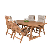 Jídelní stůl Kenya 195/295*110*H75 - Teak+Keňa 5-polohová skládací židle - Teak_