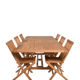 Jídelní stůl Kenya 195/295*110*H75 - Teak+Keňa skládací židle s područkou - Teak