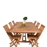 Jídelní stůl Kenya 195/295*110*H75 - Teak+Keňa skládací židle s područkou - Teak