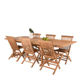 Jídelní stůl Kenya 195/295*110*H75 - Teak+Keňa skládací židle s područkou - Teak