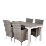 Jídelní stůl Albany 160/240*100 - Bílá Alu / Šedá Aintwood+Malin Područková židle s polštářem - Šedá / Šedá cushion_4